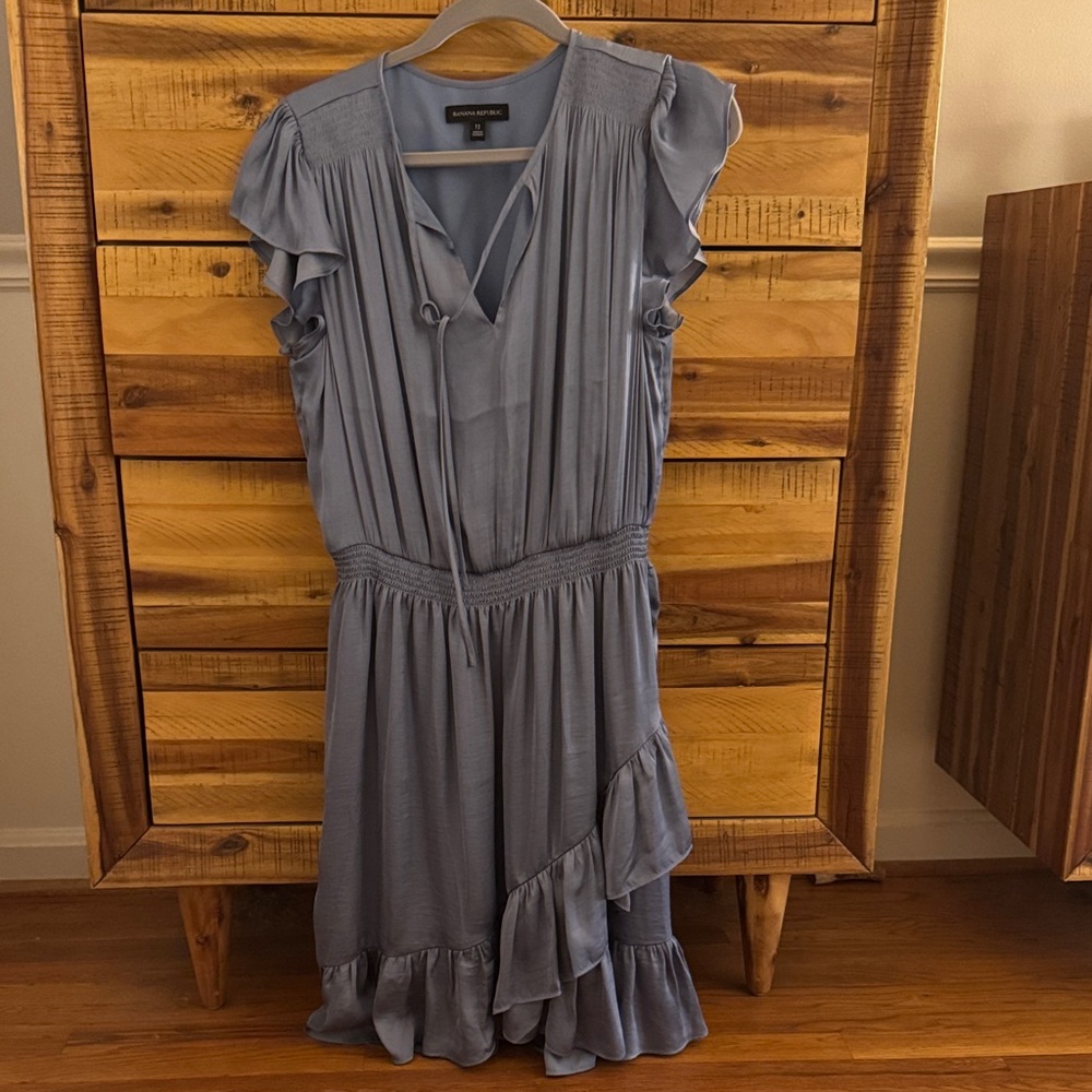 Banana Republic Asymmetrical Ruffled Dress in Blue